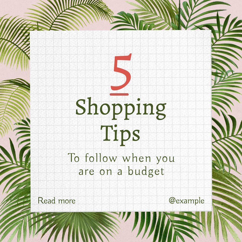 Shopping tips Instagram post template, editable text