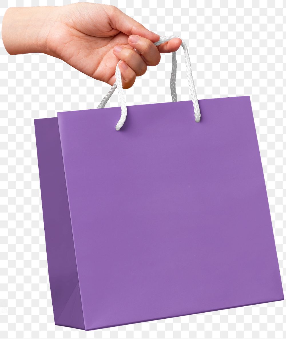 Paper shopping bag mockup element, editable purple design