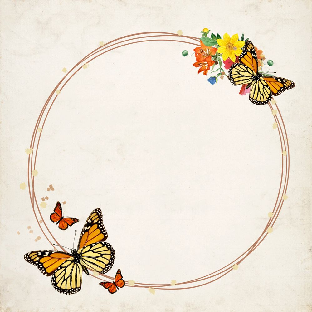 Monarch butterfly frame, creative remix, editable design