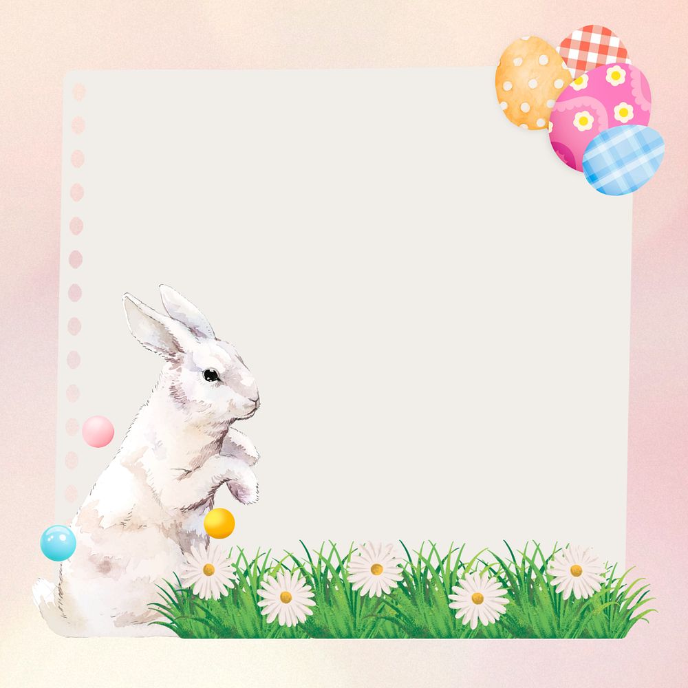 Easter bunny, note paper remix, editable design