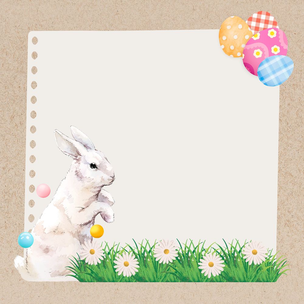 Easter bunny, note paper remix, editable design