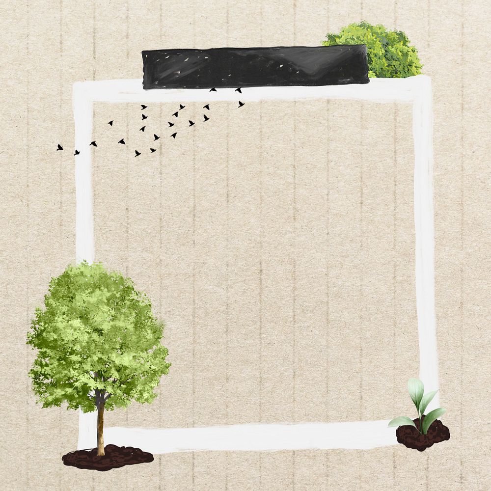 Trees aesthetic instant film frame, creative remix, editable design