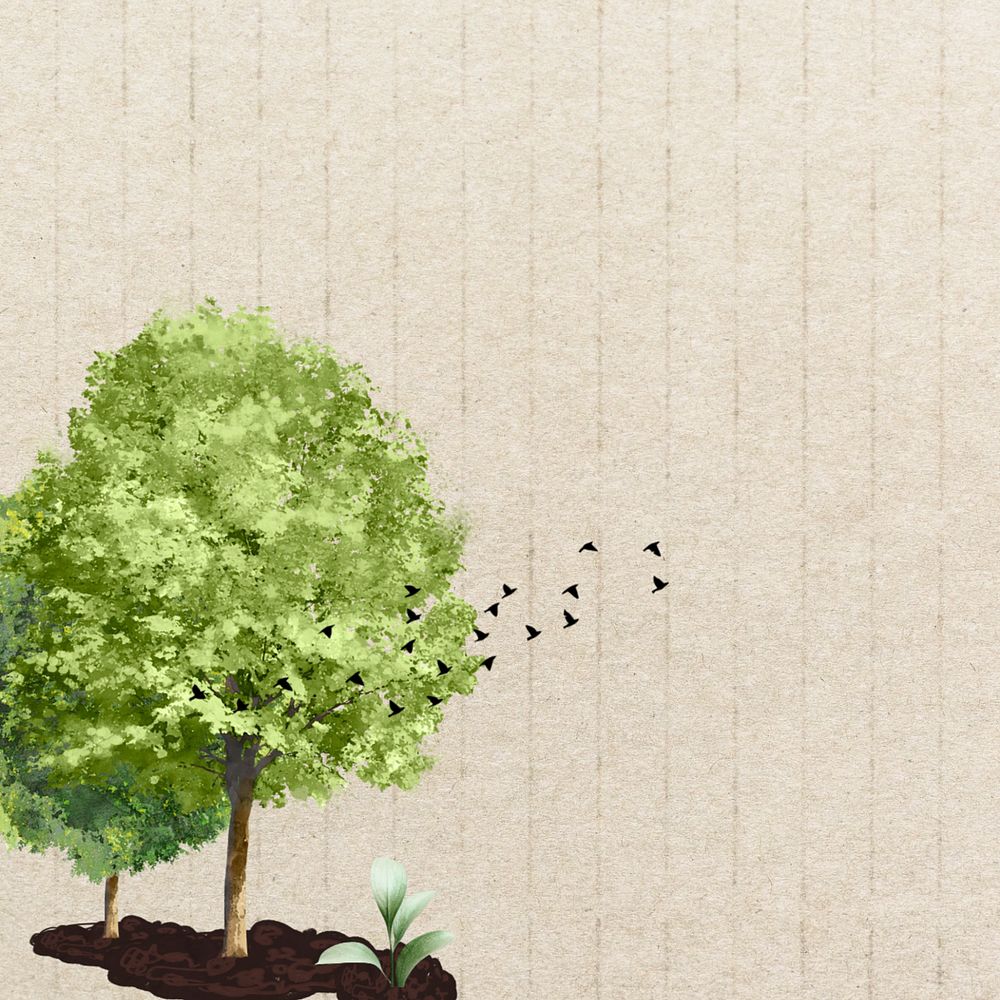 Lone tree border background, editable design