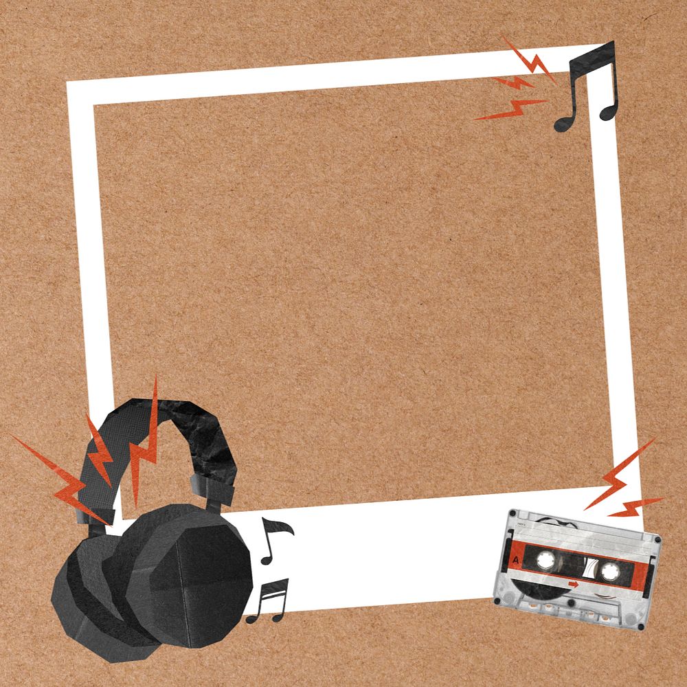 Music aesthetic instant film frame, creative remix, editable design