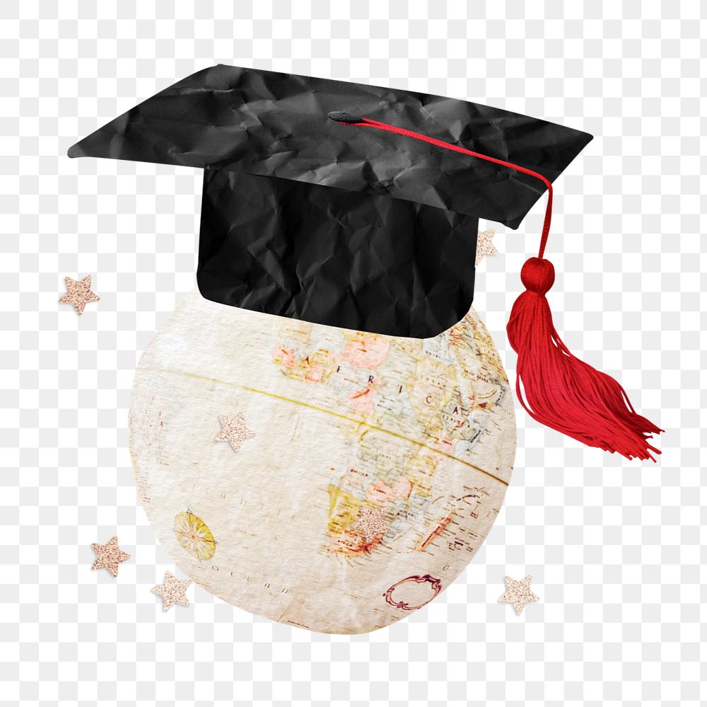 Graduate globe png, creative education remix, editable design