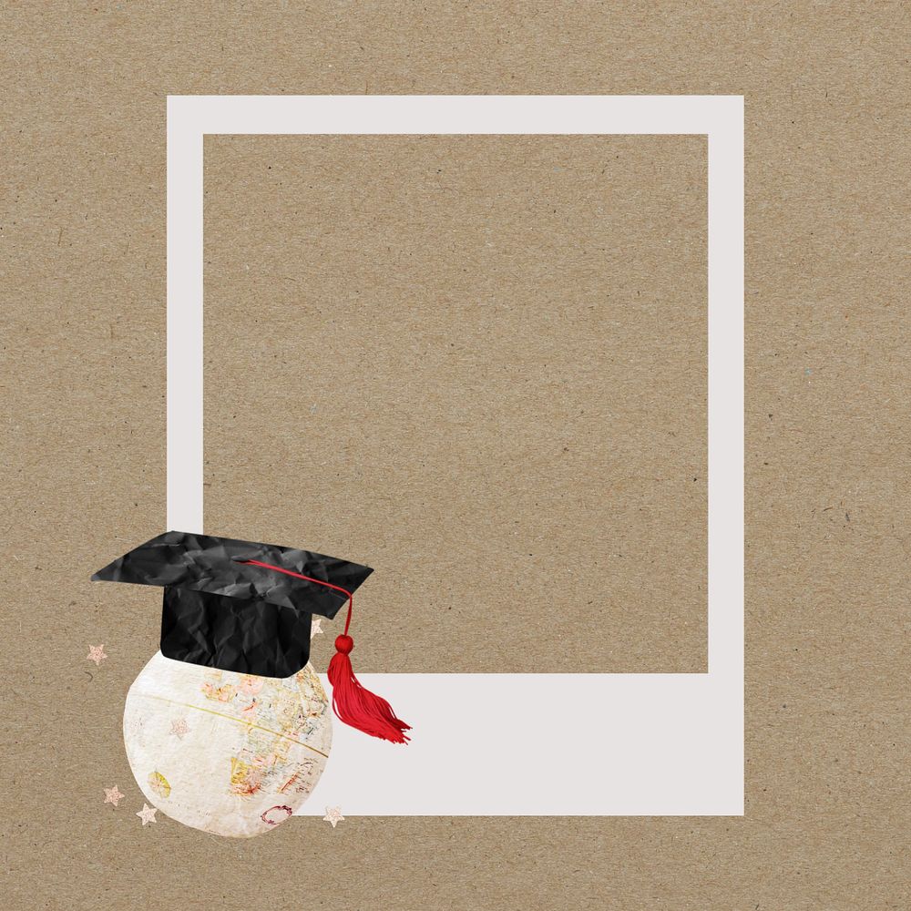 Graduate globe instant film frame, creative remix, editable design