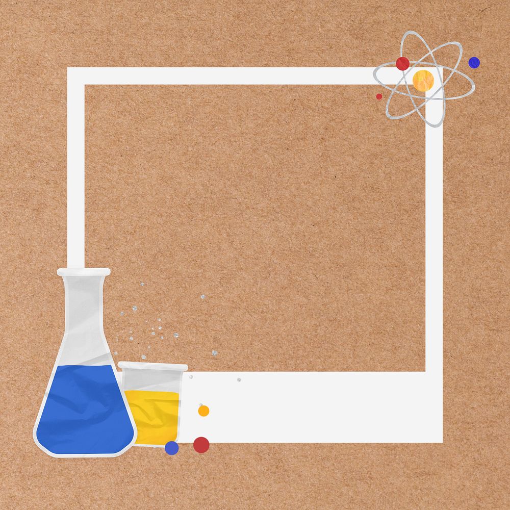 Science experiment instant film frame, creative remix, editable design