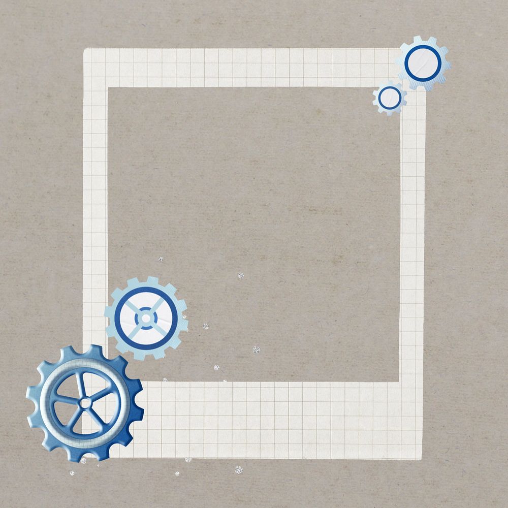 Business cogwheel instant film frame, creative remix, editable design