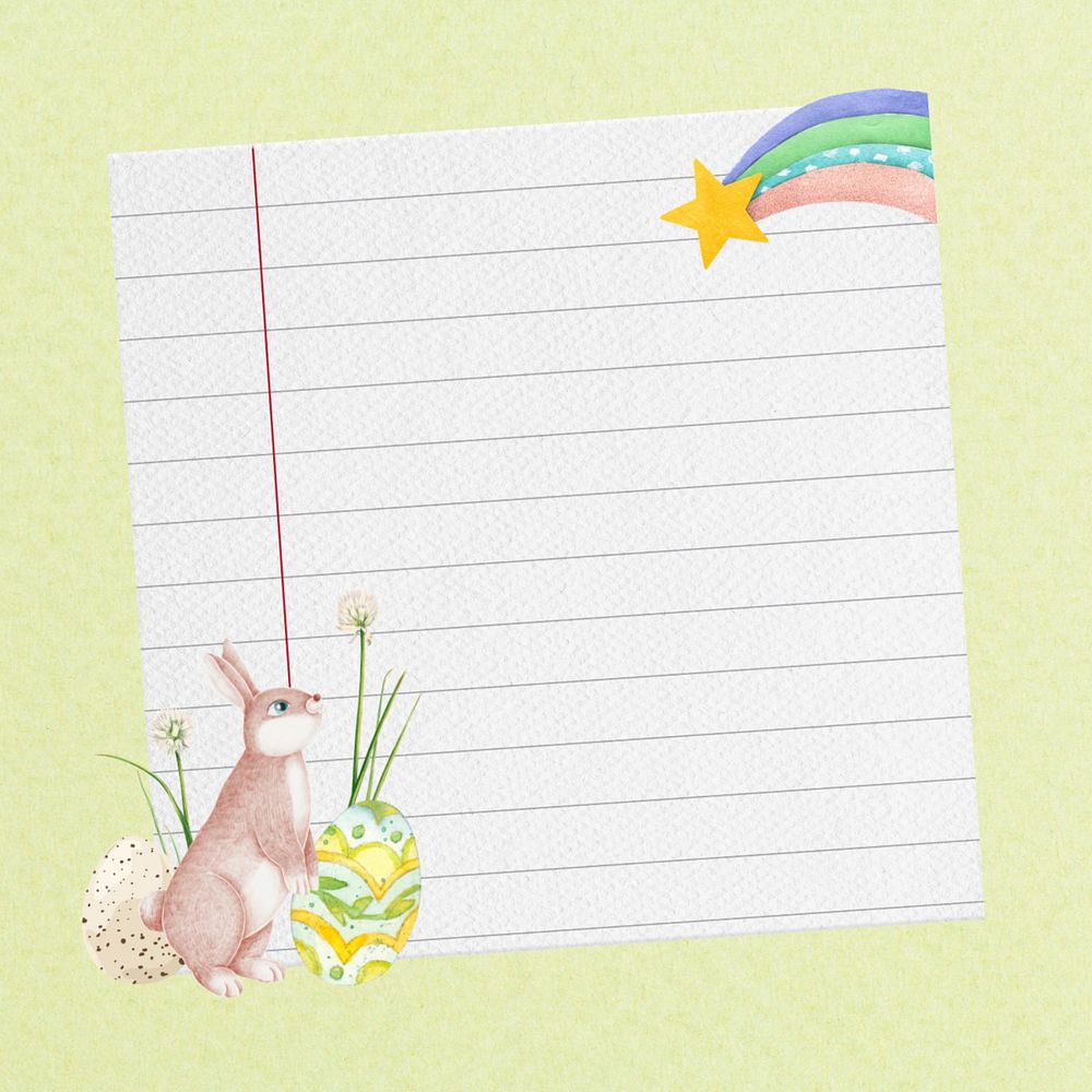 Easter bunny, note paper remix, editable design