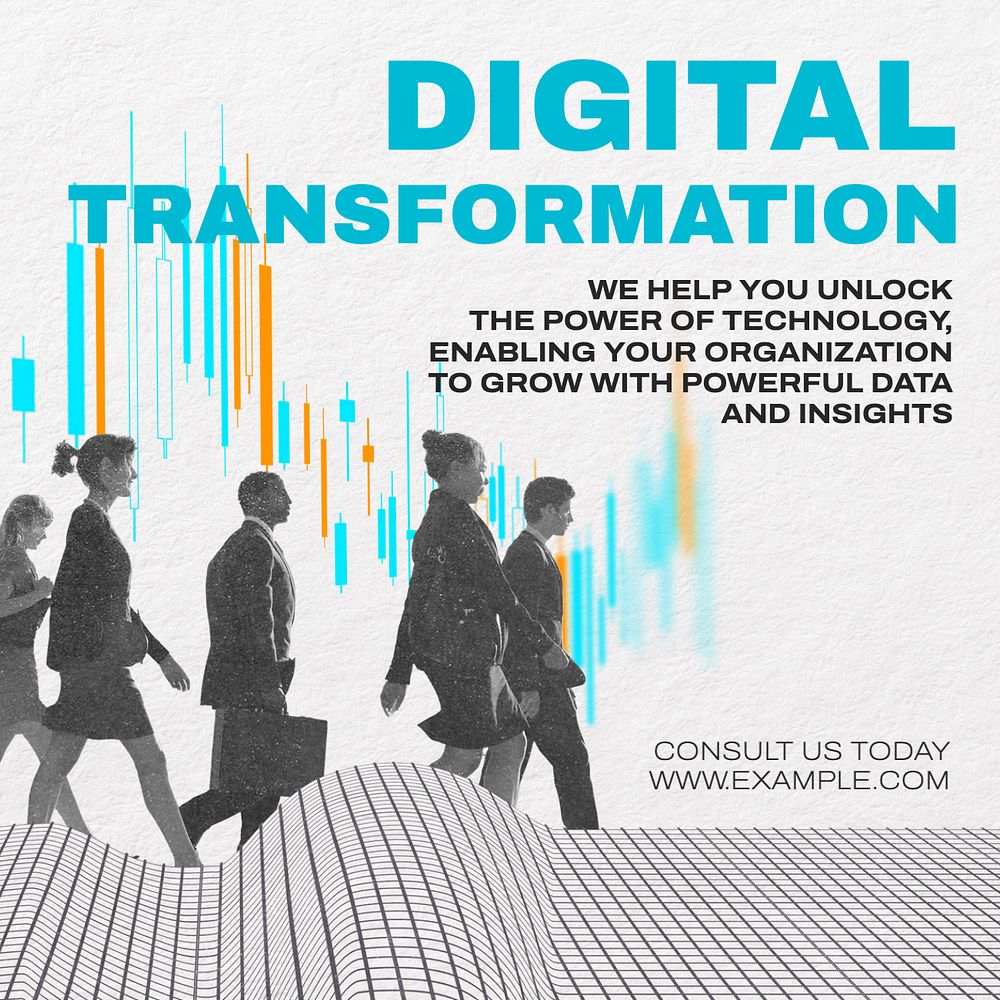 Digital transformation Instagram post template, editable text