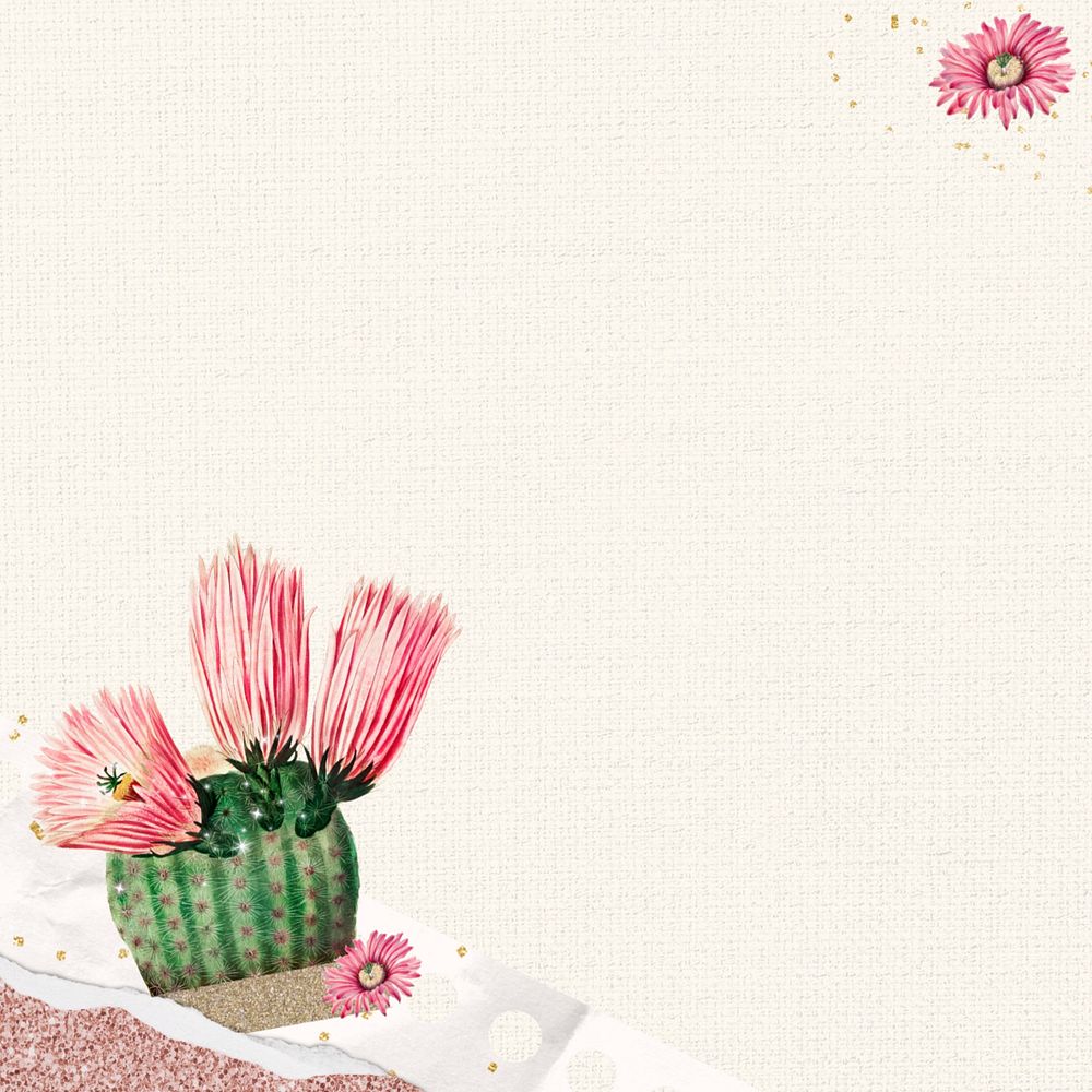 Beige cactus border background, editable design