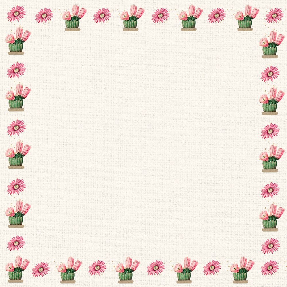 Cactus flower frame background, editable design