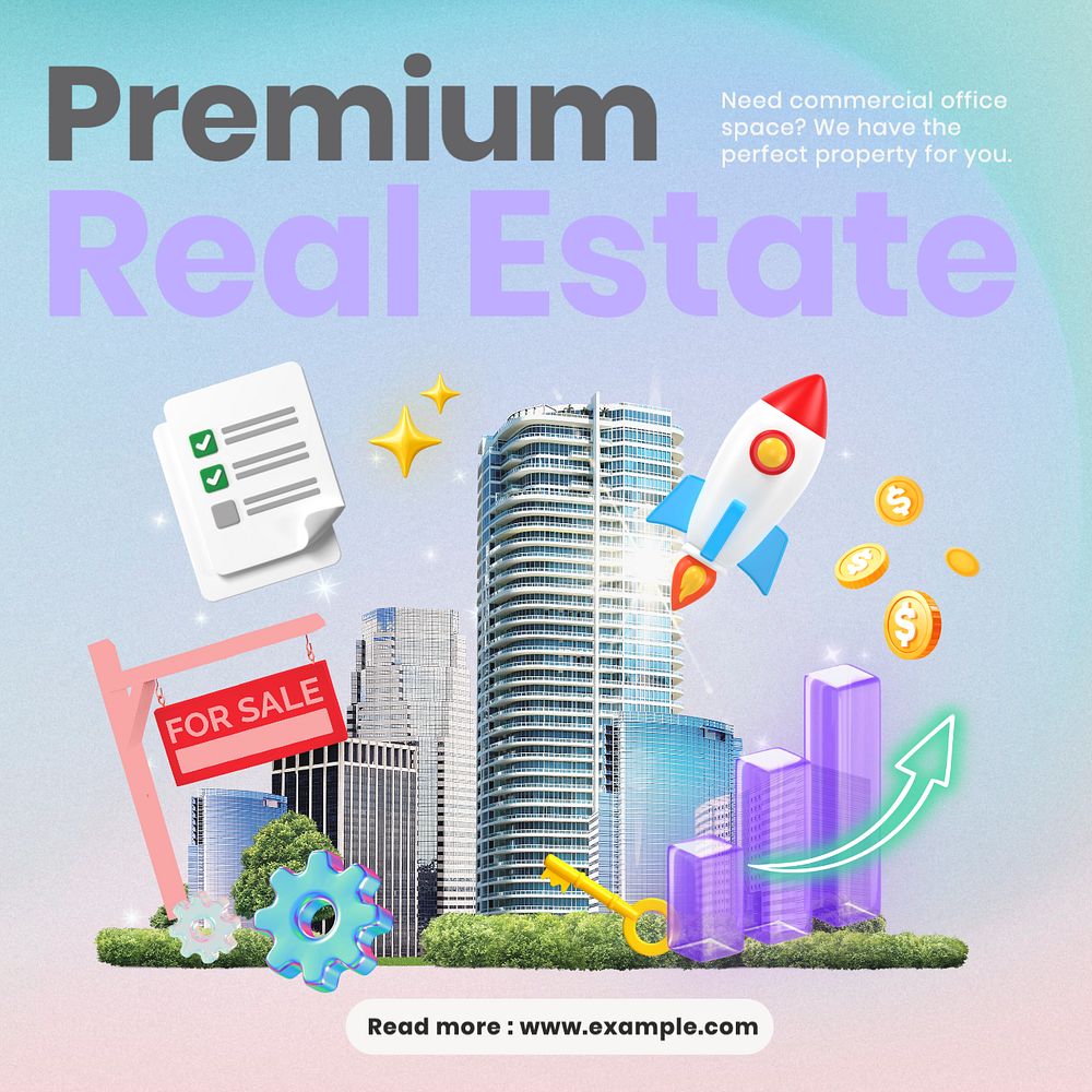 Premium real estate post template, editable design