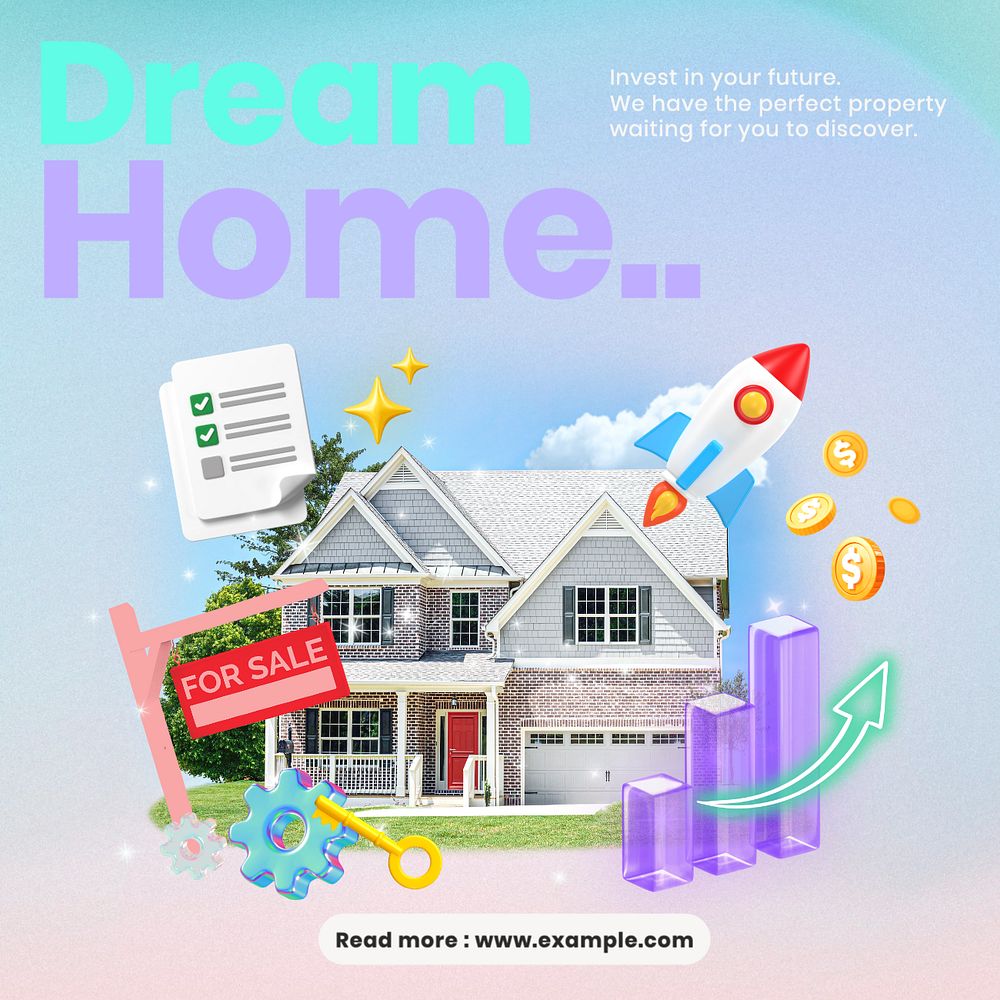 Dream home real estate template, editable design