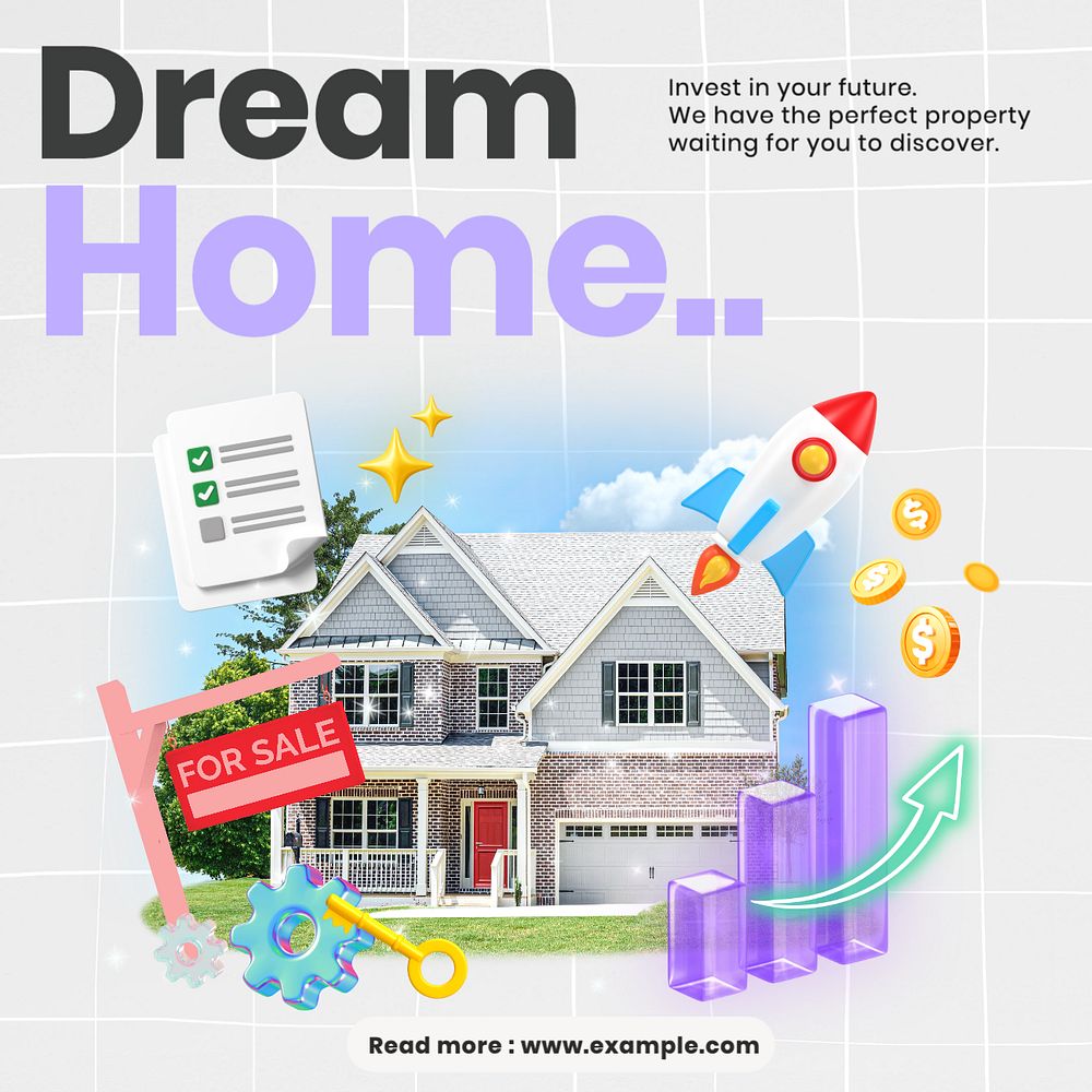 Dream home real estate template, editable design