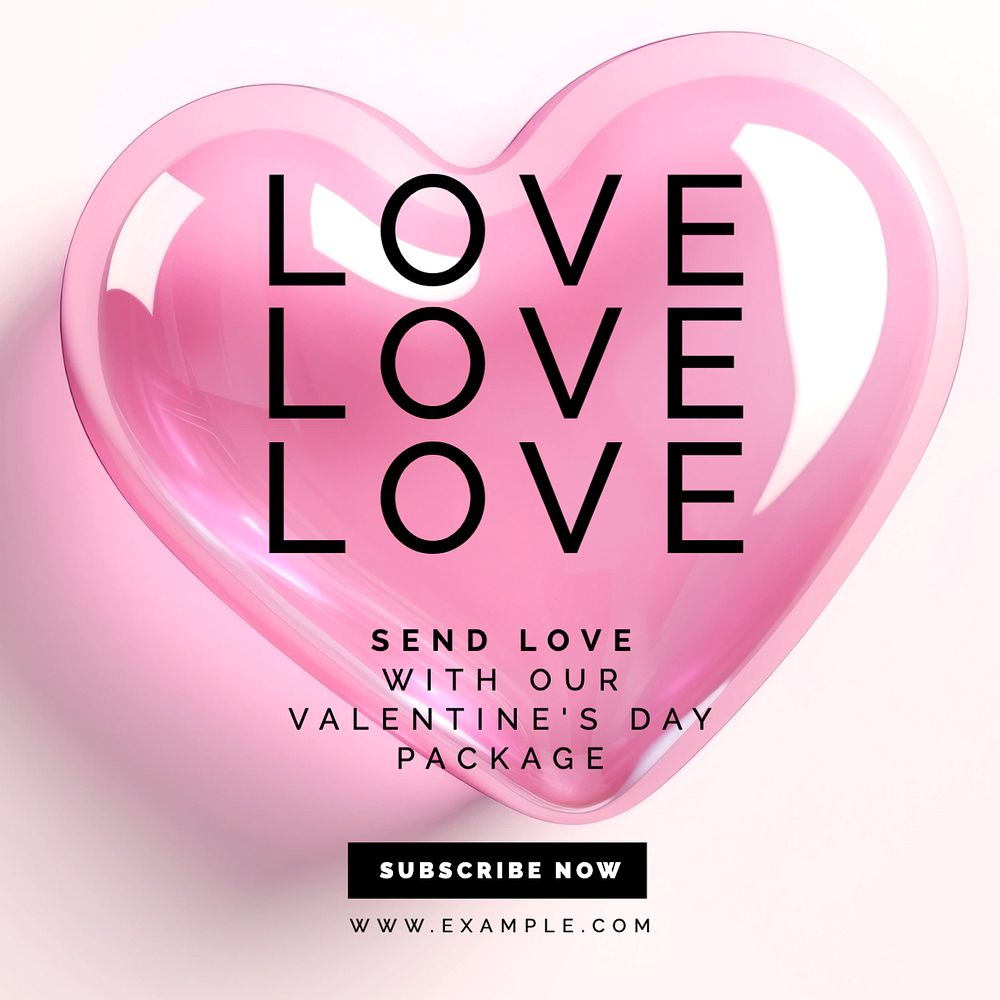 Valentine's day package Instagram post template, editable design