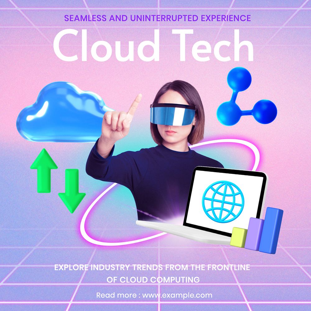 Cloud tech Instagram post template, editable text