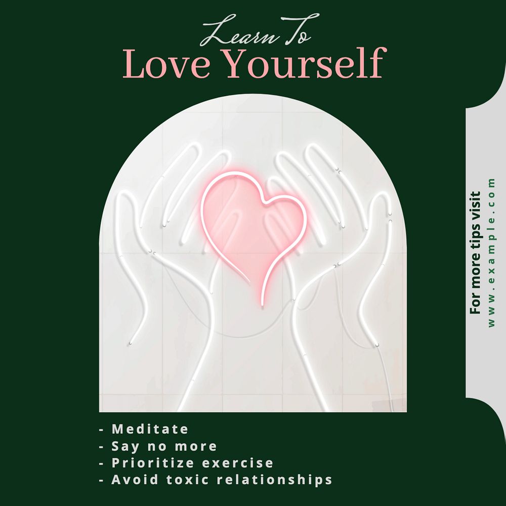 Love yourself Instagram post template, editable text