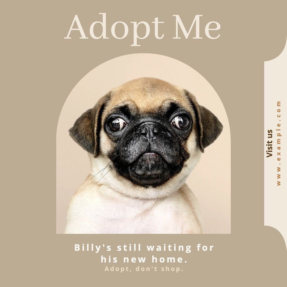 Adopt don't shop Instagram post template, editable text