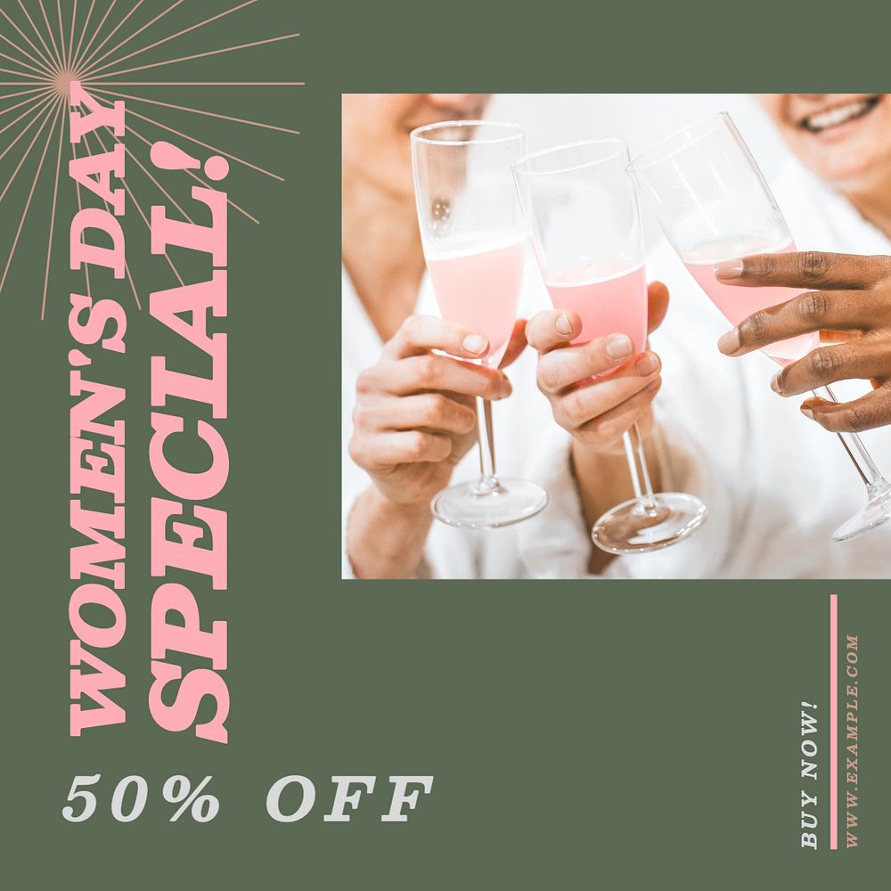 Women's day deal Instagram post template, editable text