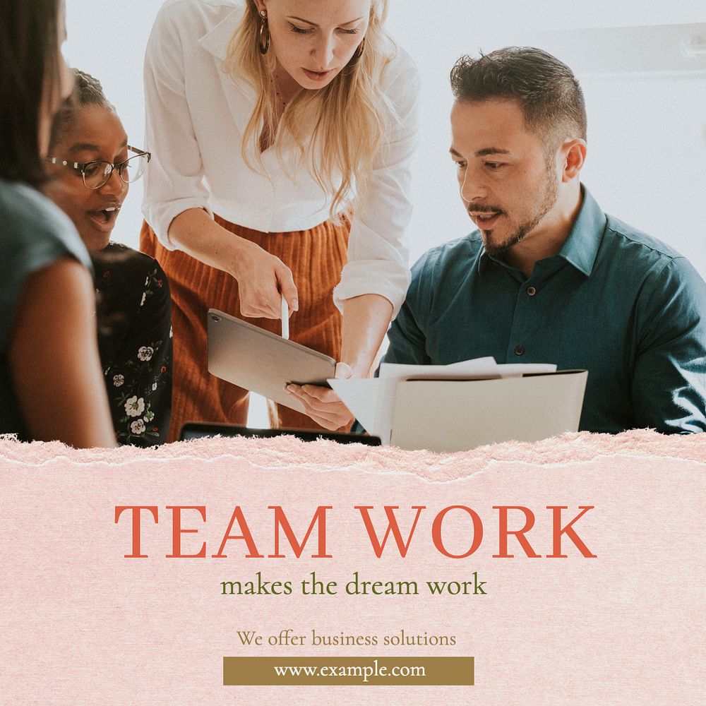 Teamwork class Instagram post template, editable text