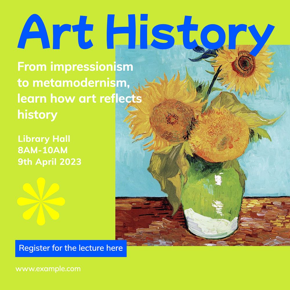 Art history class Instagram post template, editable text