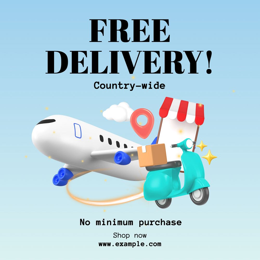 Free delivery Facebook post template, editable design