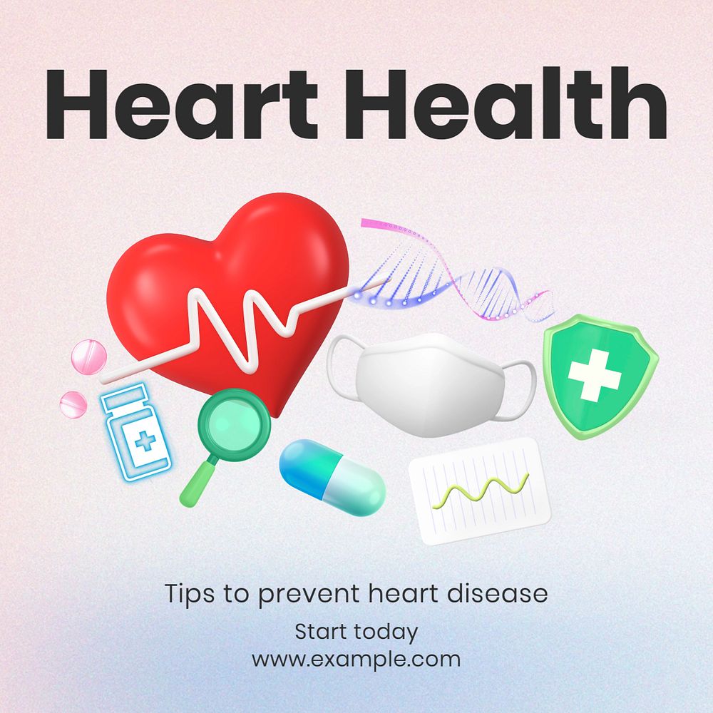 Heart health Facebook post template, editable design