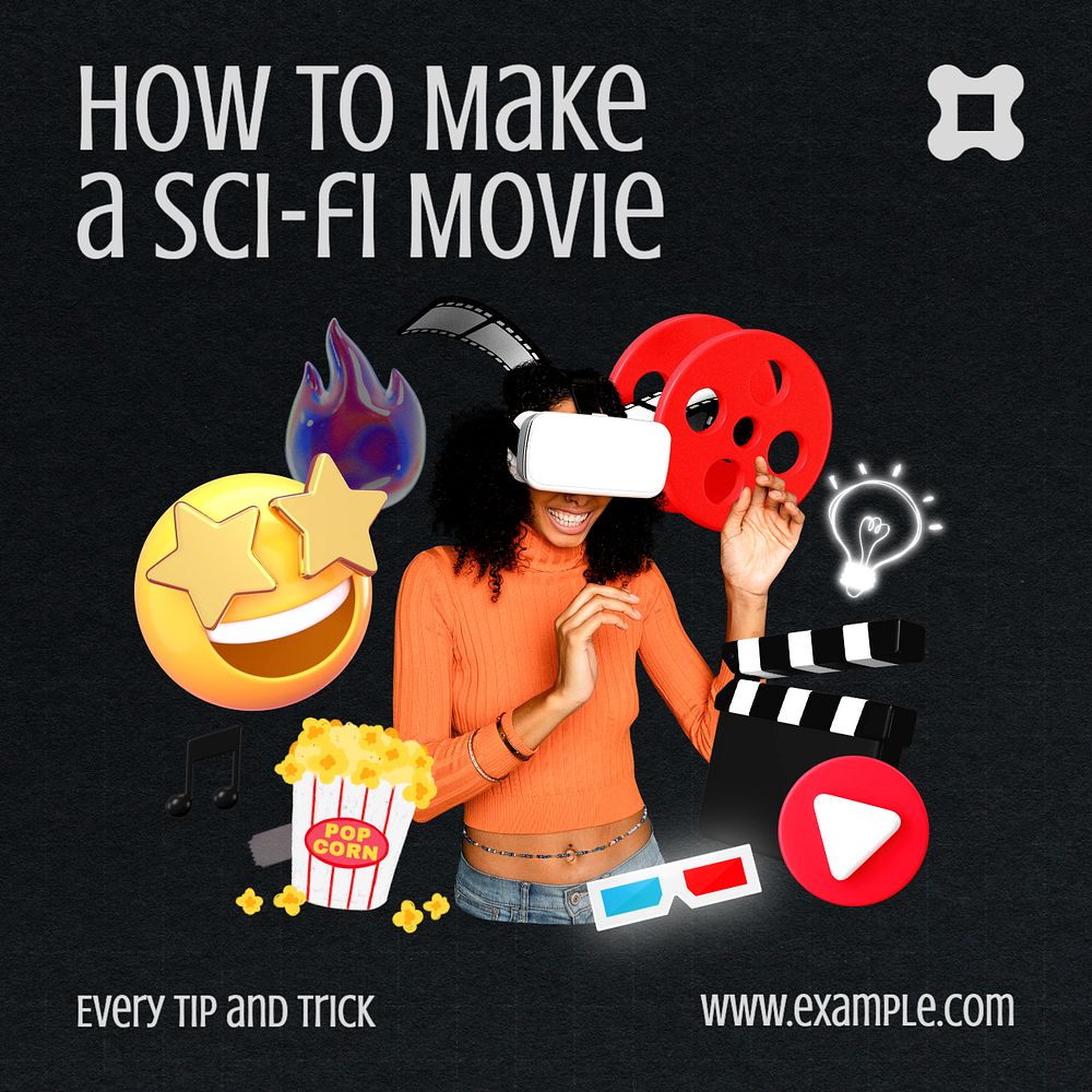 Make a sci-fi movie Facebook post template, editable design