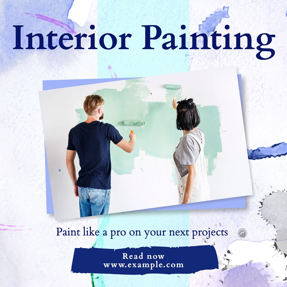 Interior painting Instagram post template, editable text