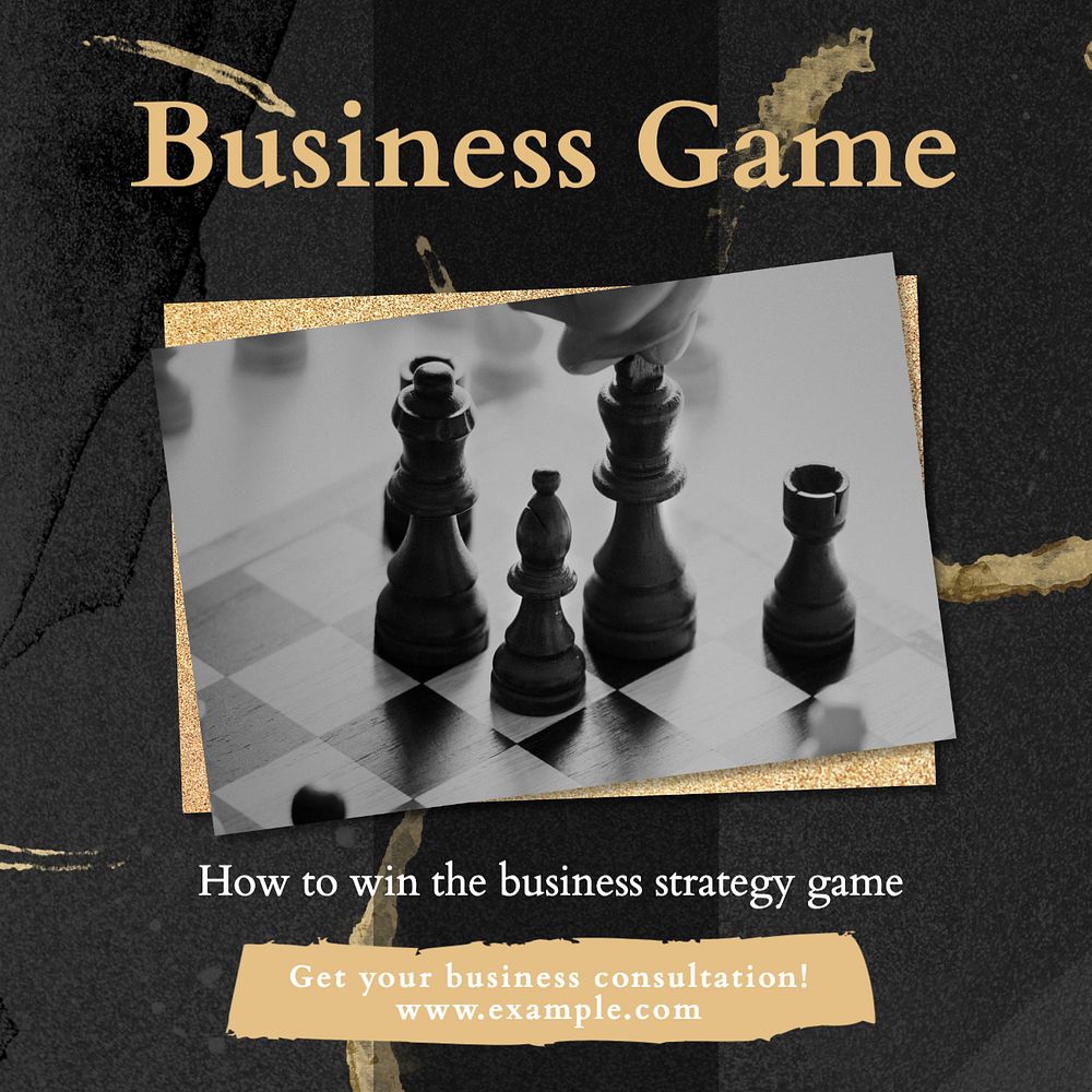 Business game Instagram post template, editable text