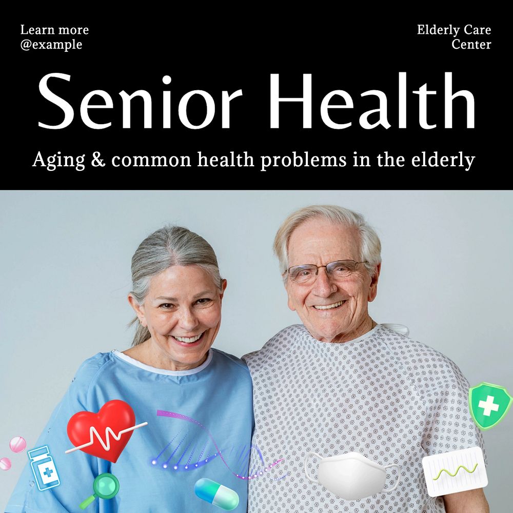 Senior health Facebook post template, editable design