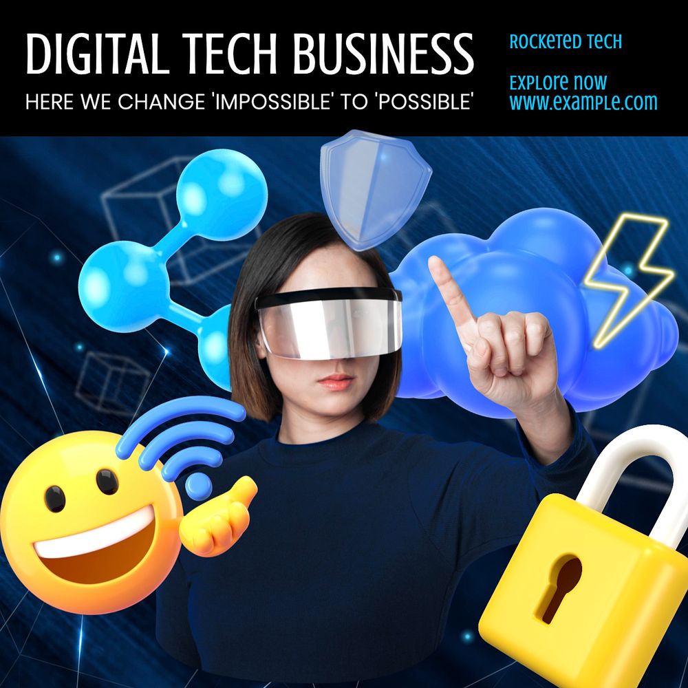 Digital tech business Facebook post template, editable design