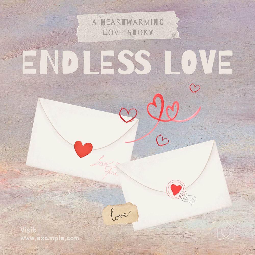 Endless love Instagram post template, editable design