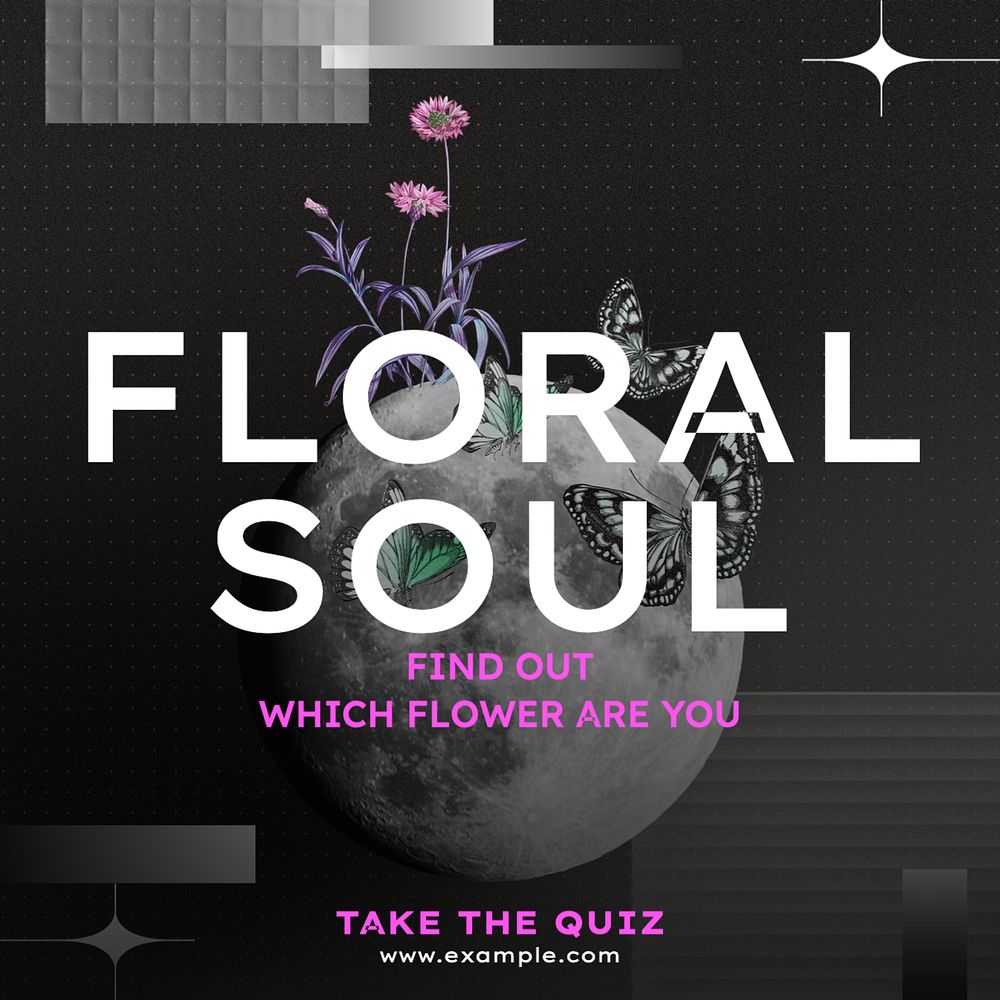 Floral soul quiz Instagram post template, editable design