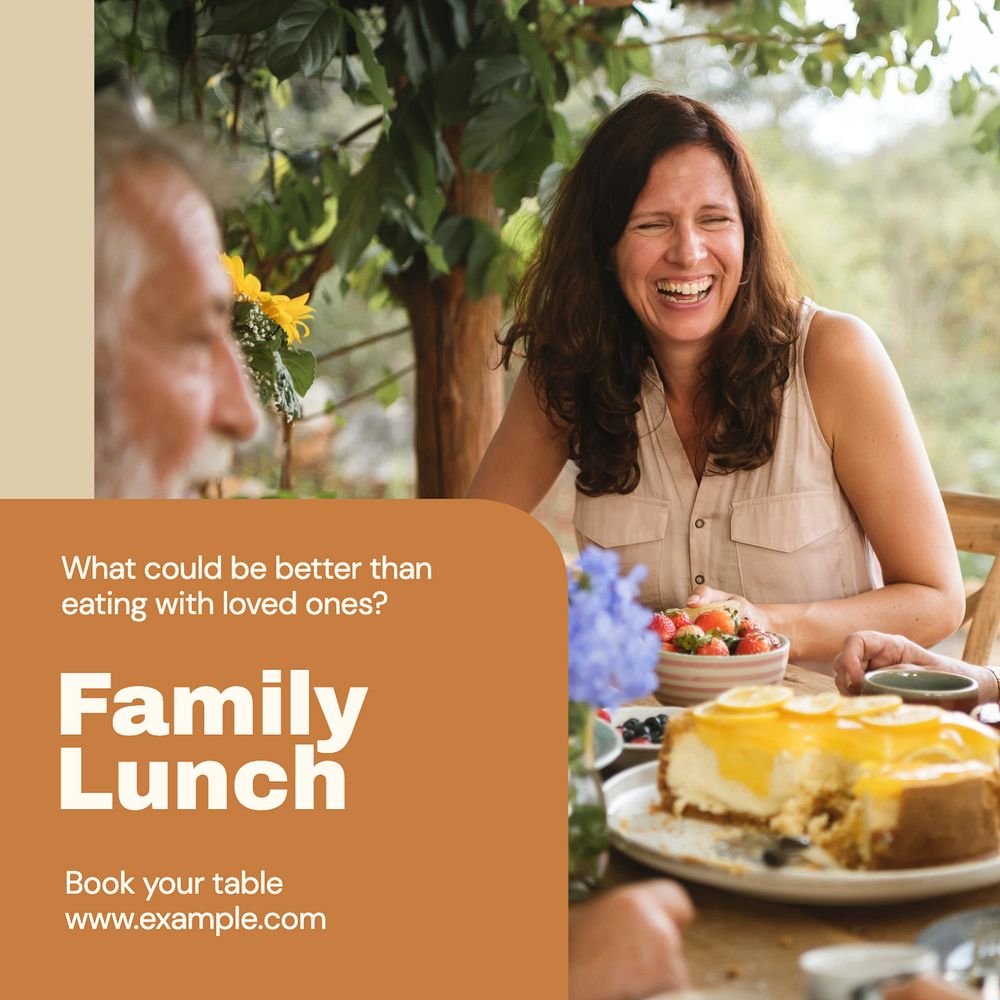 Family lunch Instagram post template, editable text