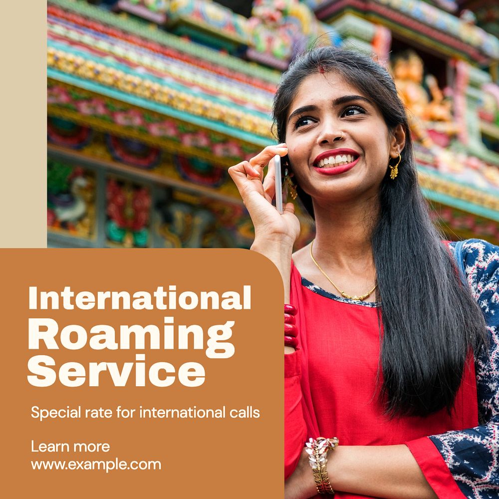 International roaming service Instagram post template, editable design