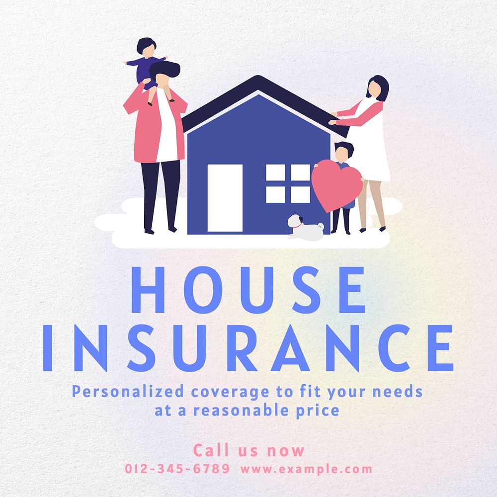 House insurance Instagram post template, editable text