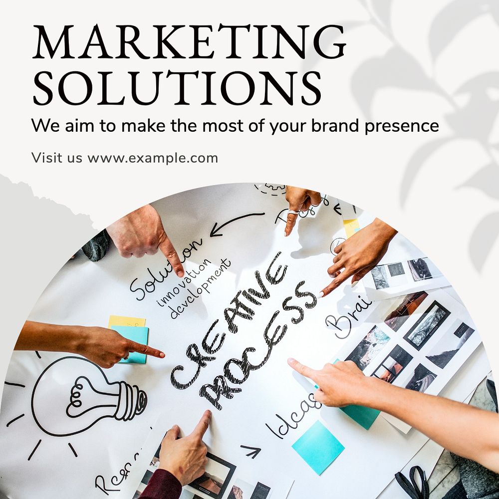 Marketing solutions Instagram post template, editable text