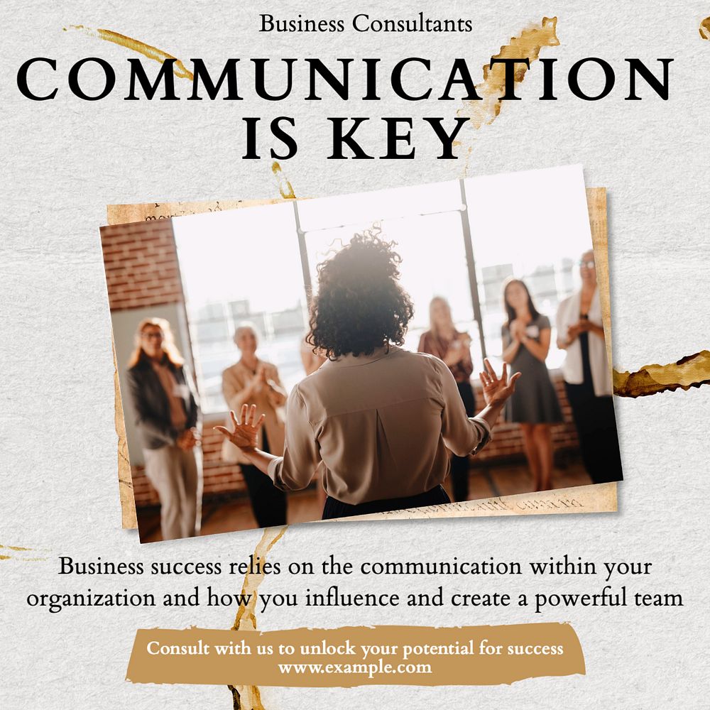 Communication is key Instagram post template, editable text