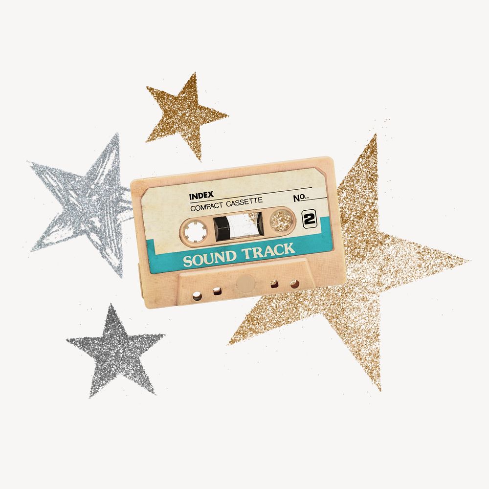 PNG Aesthetic tape cassette, star design