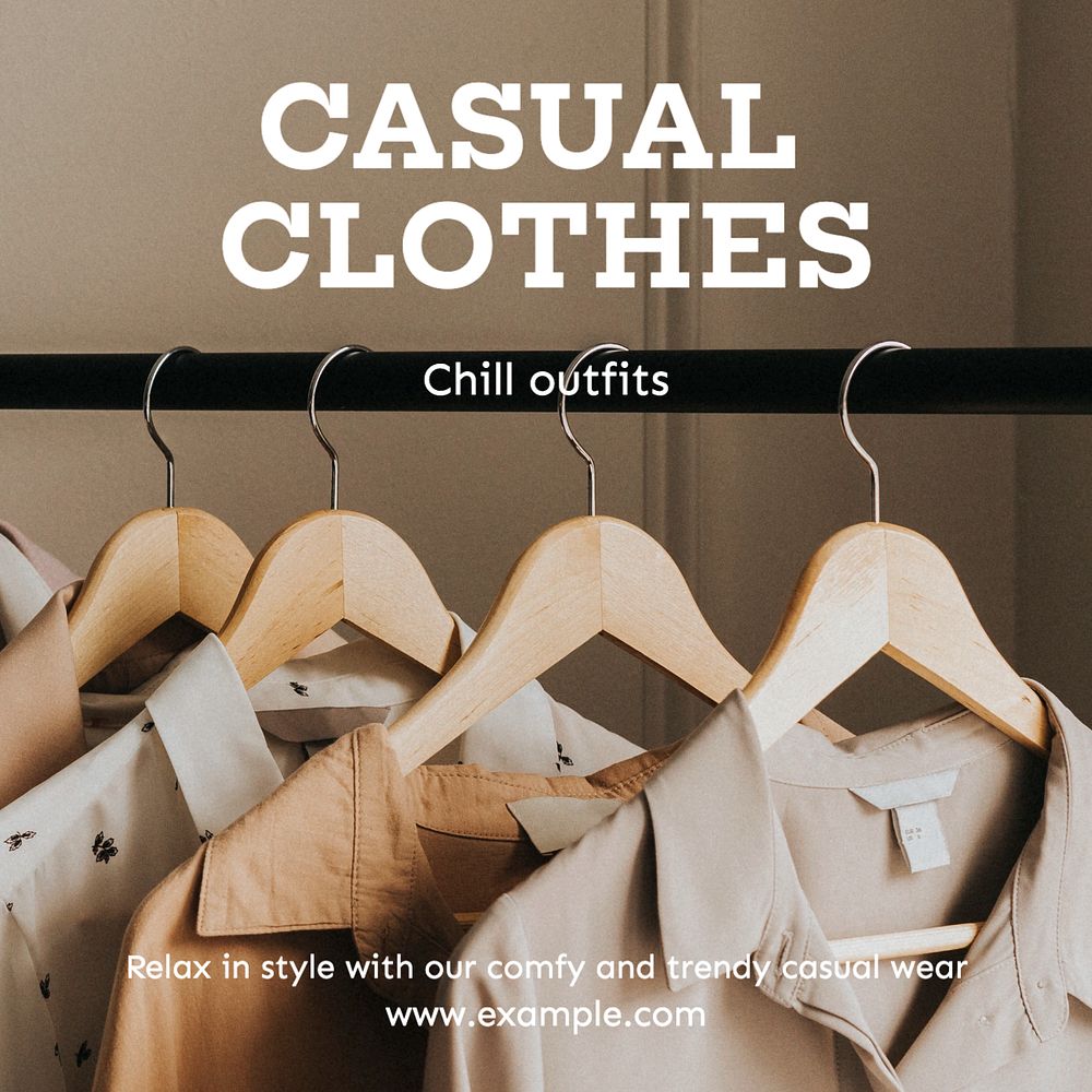 Casual clothes Instagram post template, editable text