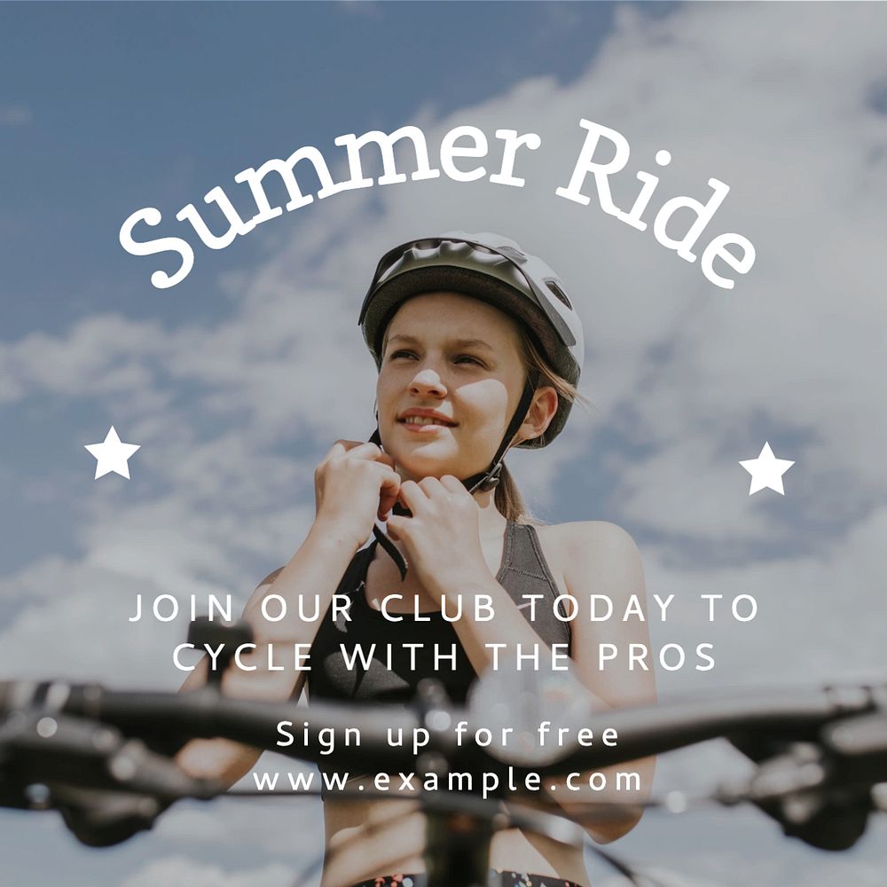 Summer ride Instagram post template, editable text