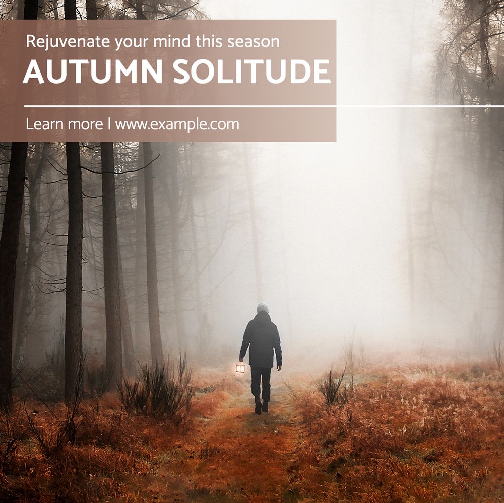 Autumn solitude Instagram post template, editable text