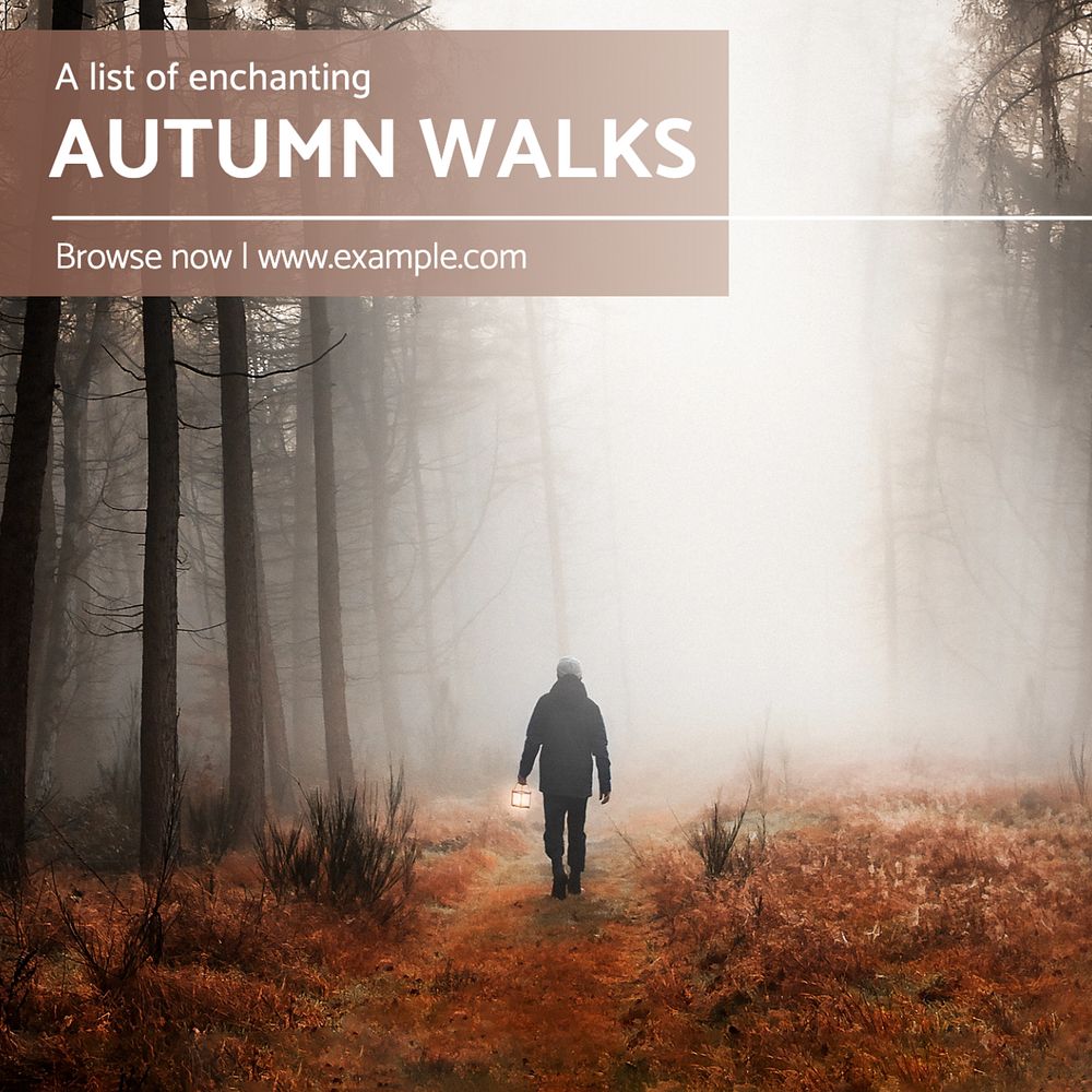 Autumn walks Instagram post template, editable text