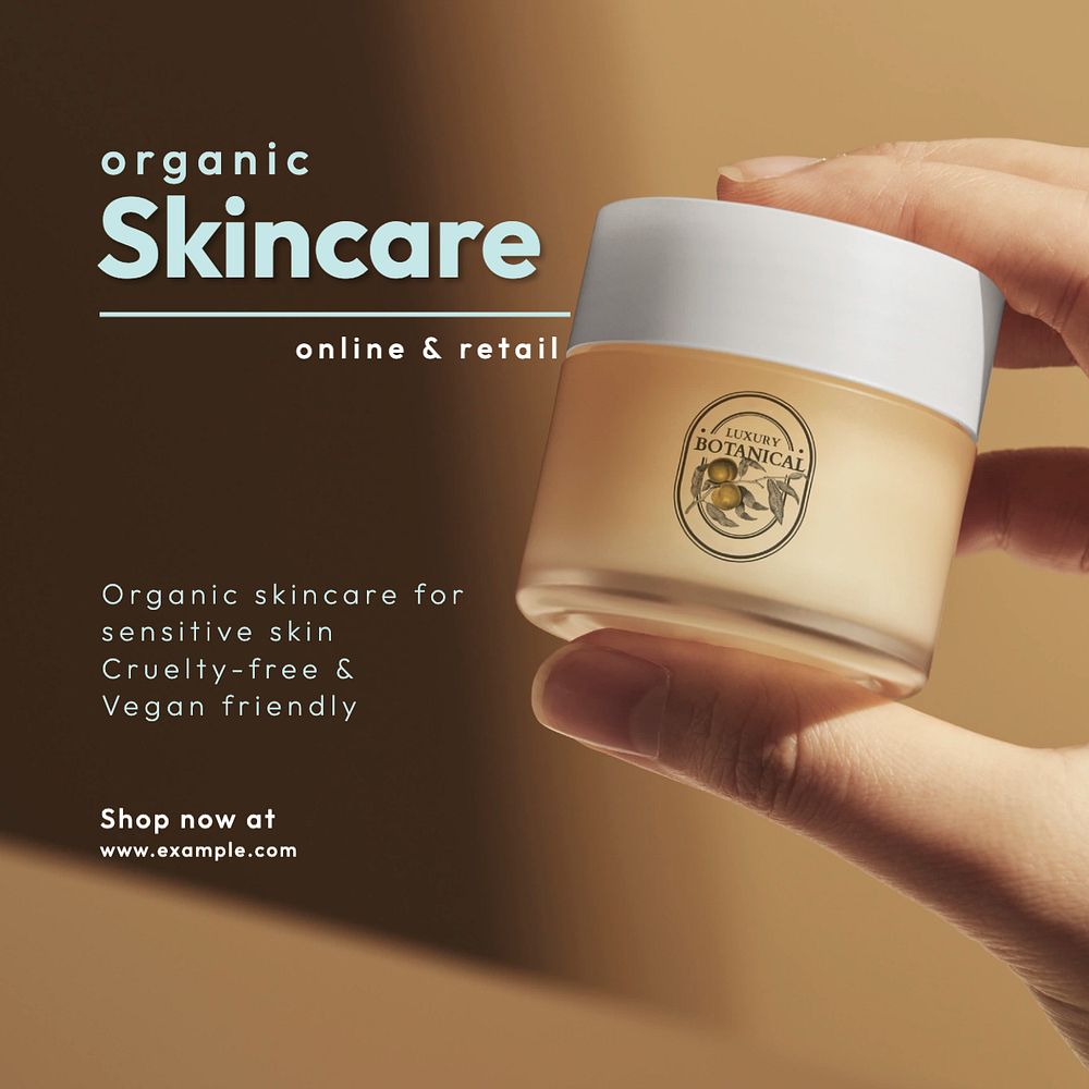 Organic skincare Instagram post template, editable text