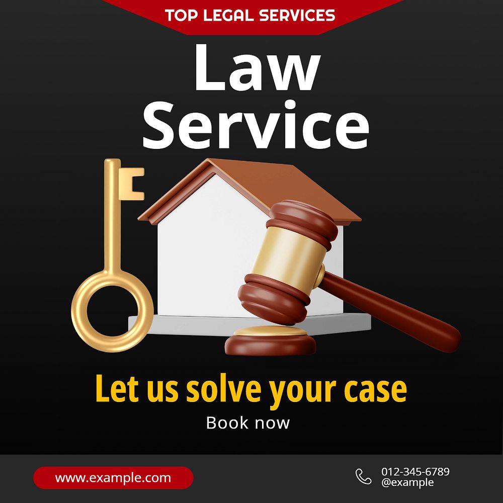 Law service Instagram post template, editable text