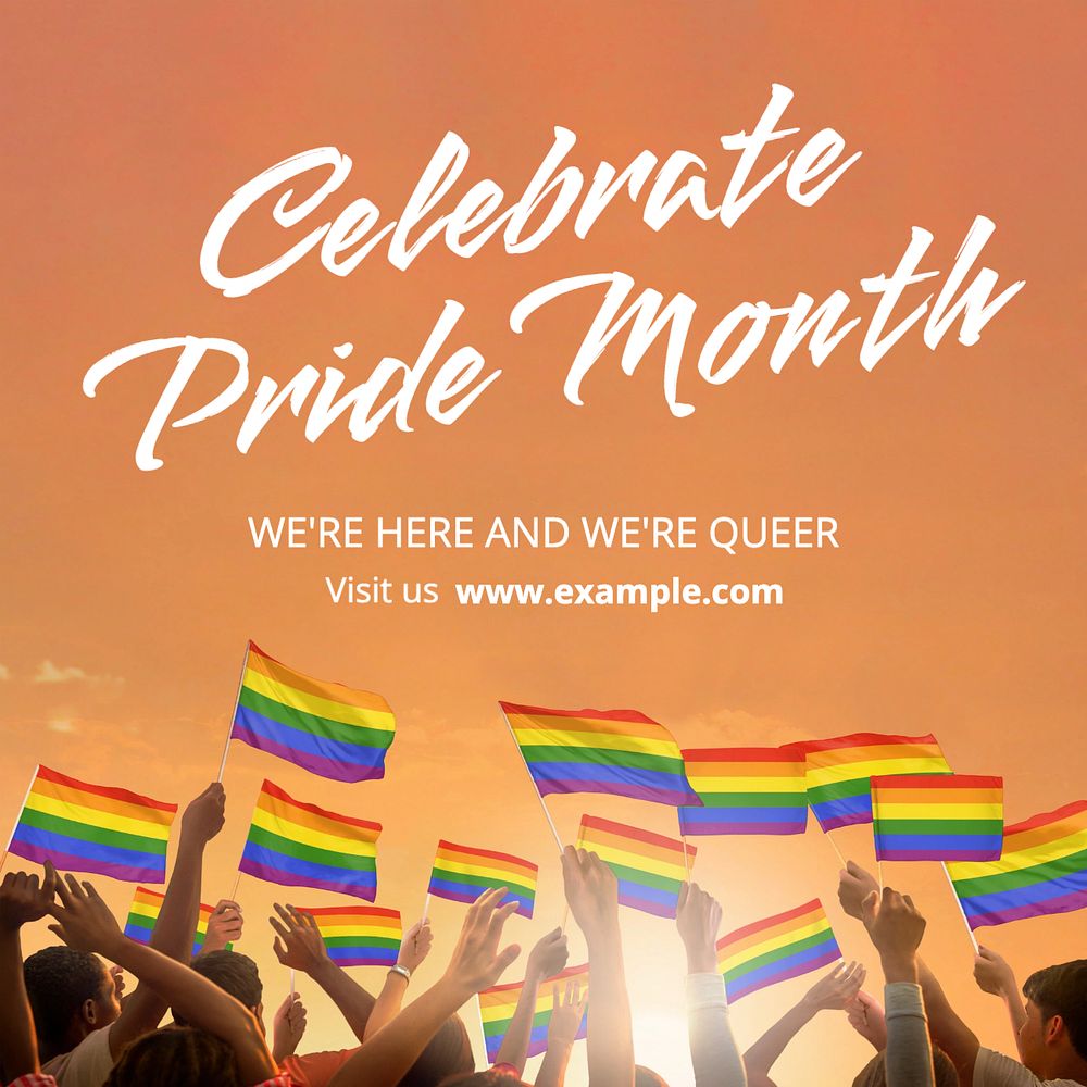 Pride month Instagram post template, editable design