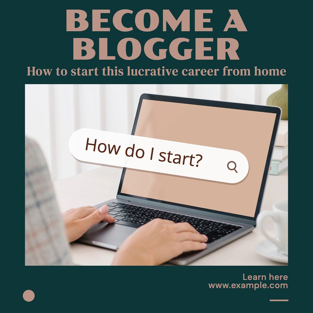 Become a blogger Instagram post template, editable design