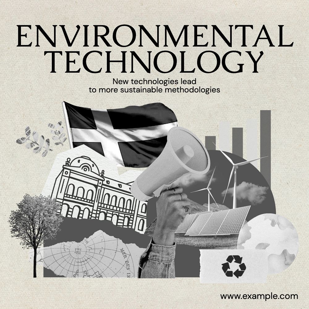 Environmental tech Instagram post template, editable text